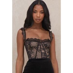 House of CB Emilie Lace Corset Bodysuit - M Black